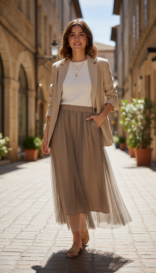 Tüll Midi Rock in Trendfarben – weich fallender Layer Rock