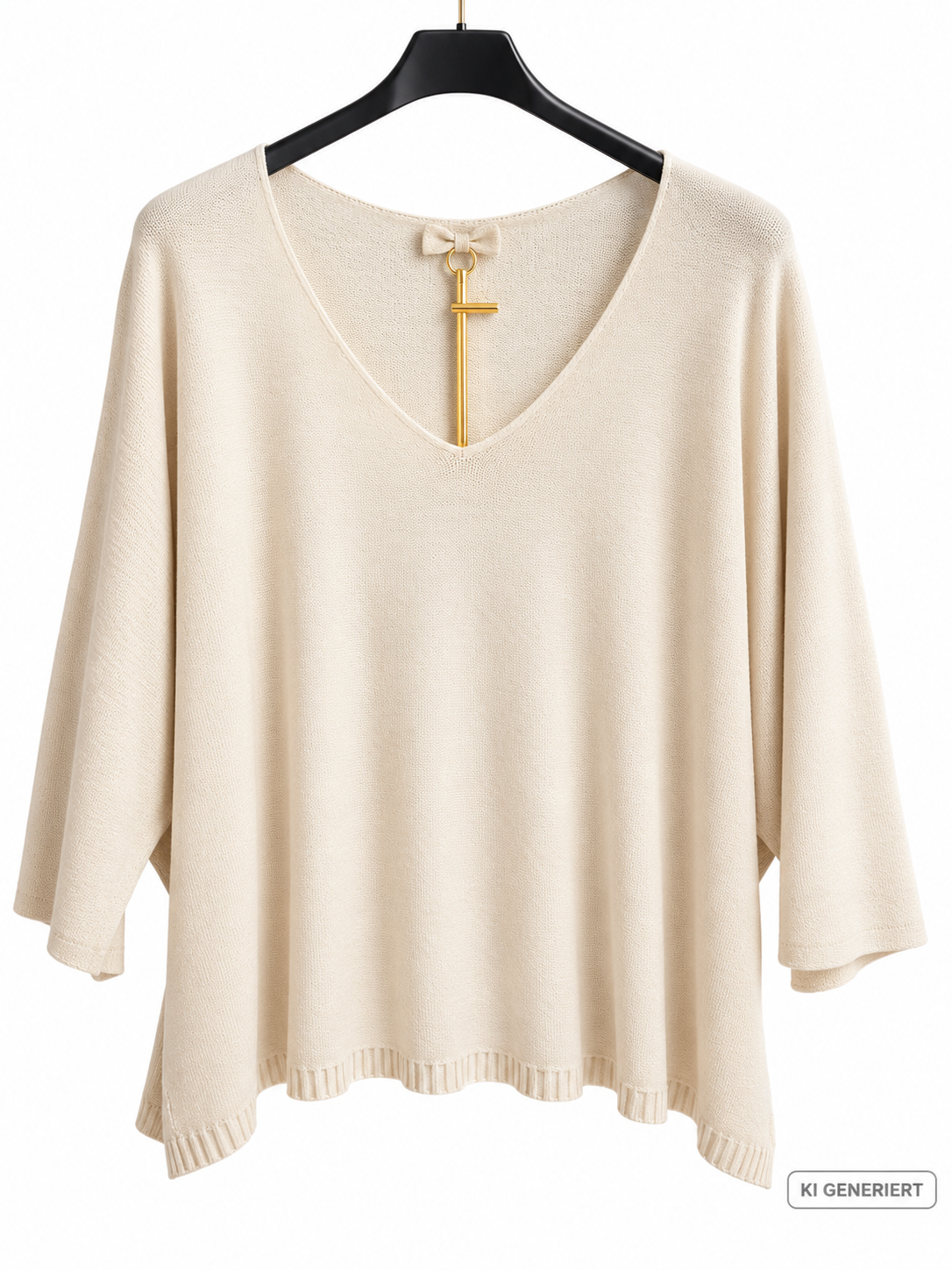 Leichter Oversize Feinstrickpullover mit rundem V-Ausschnitt