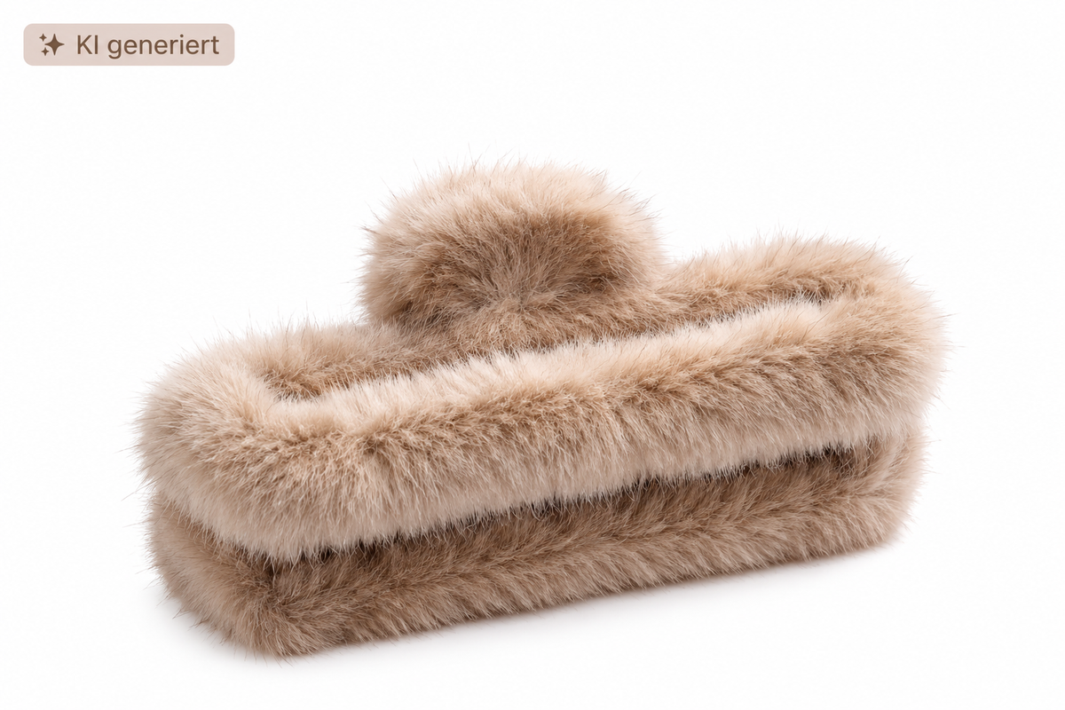 Fluff Rectangle – Flauschige Haarklammer 13 cm