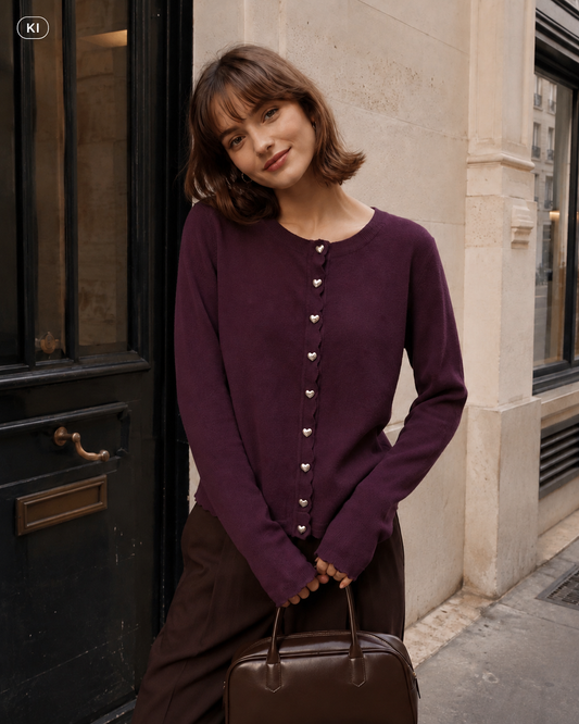 Amour Cardigan – Strickjacke mit Herzknöpfen