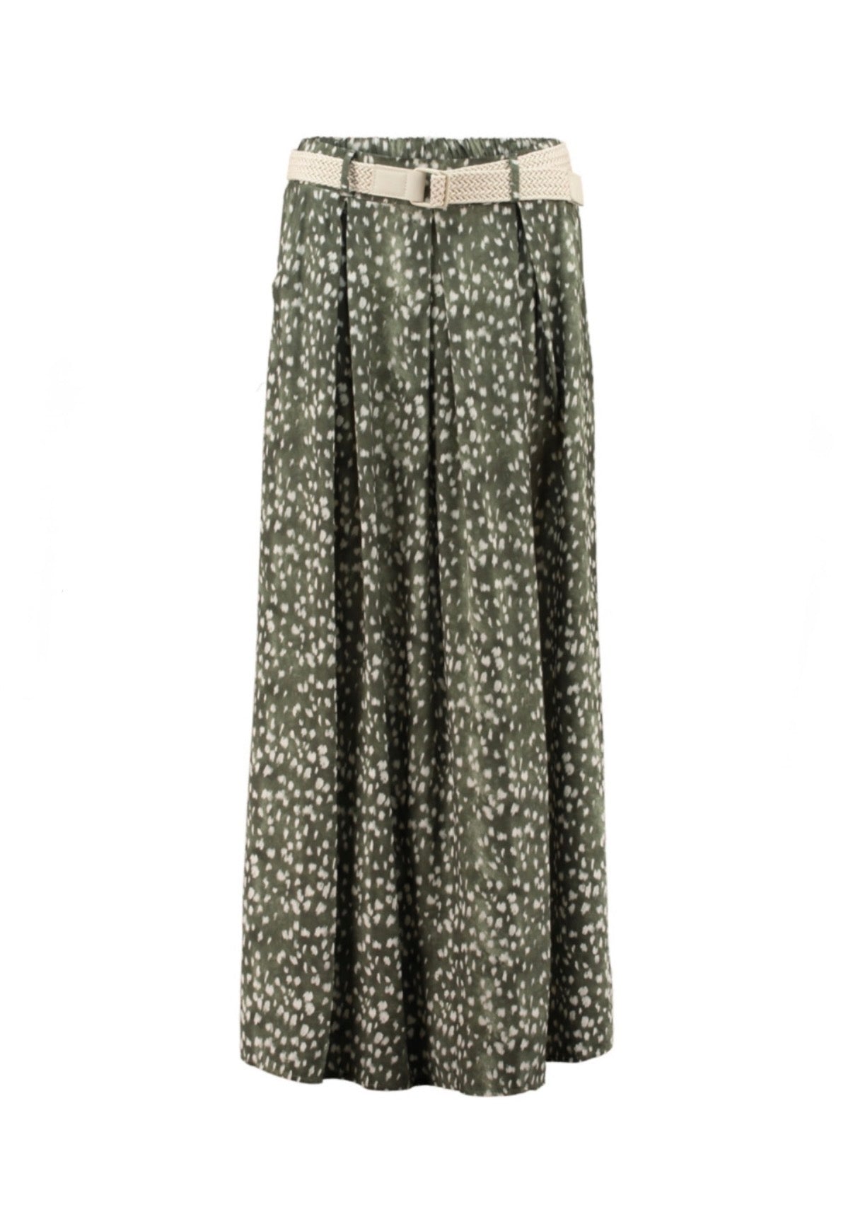 Maxirock „Olive Dots“ mit Flechtgürtel