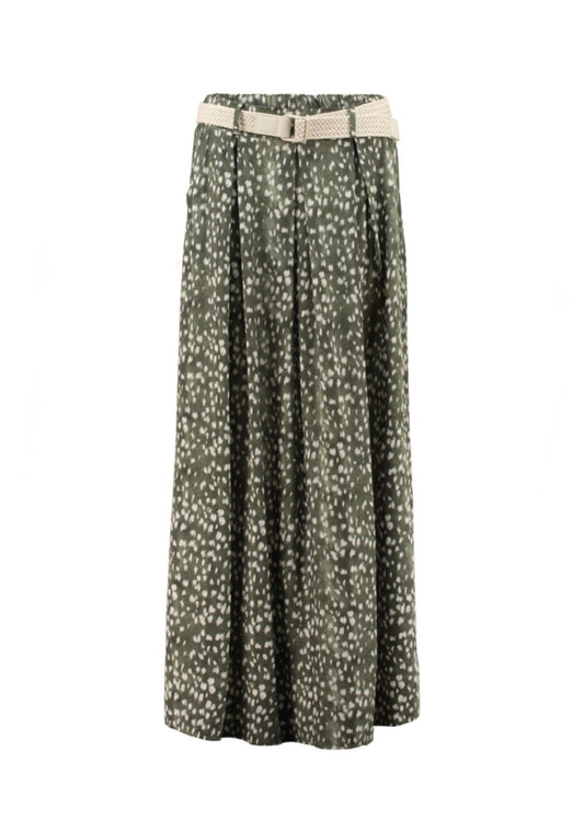 Maxirock „Olive Dots“ mit Flechtgürtel
