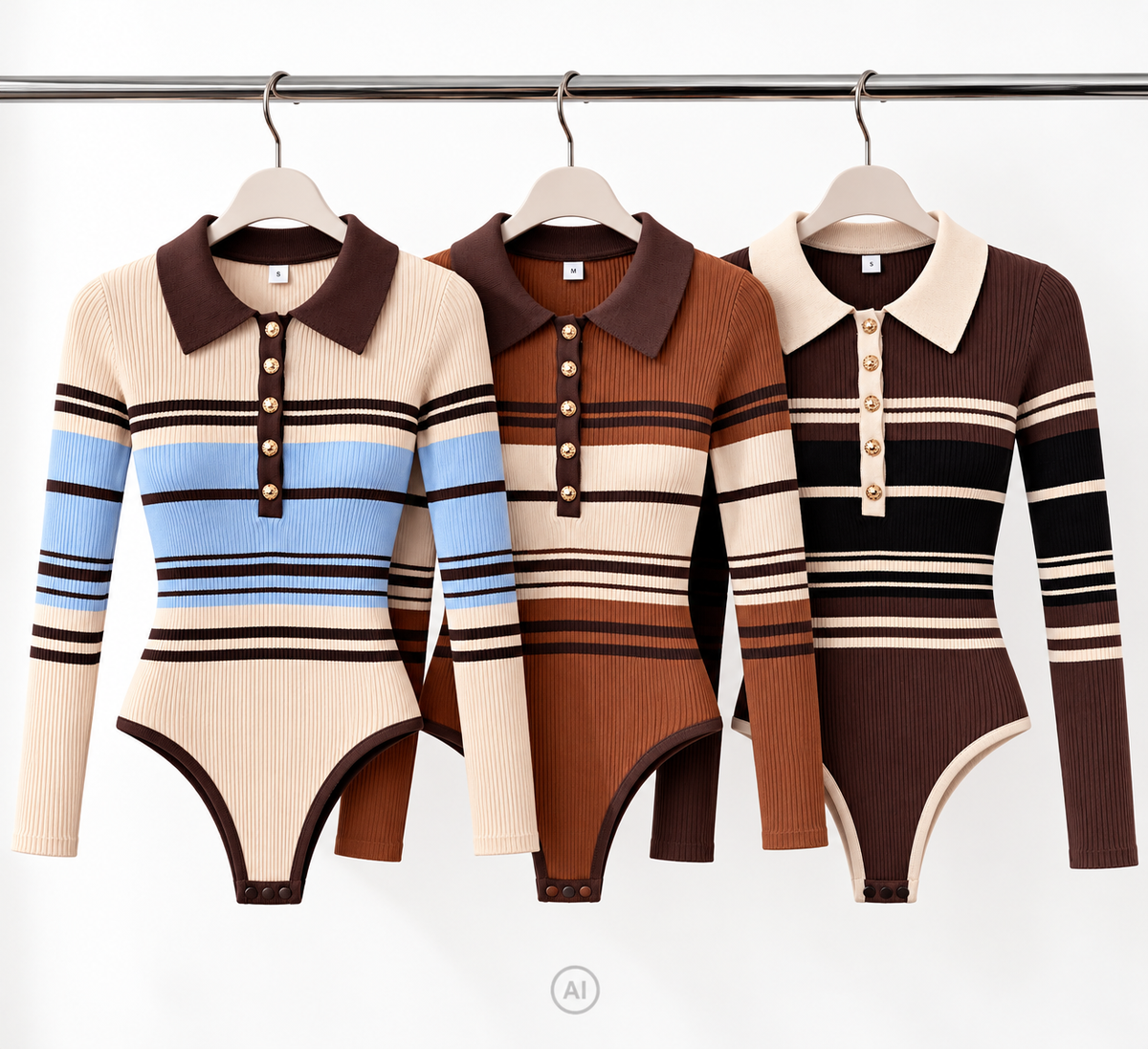 Body aus Rippstrick mit Muster – 3 Farben