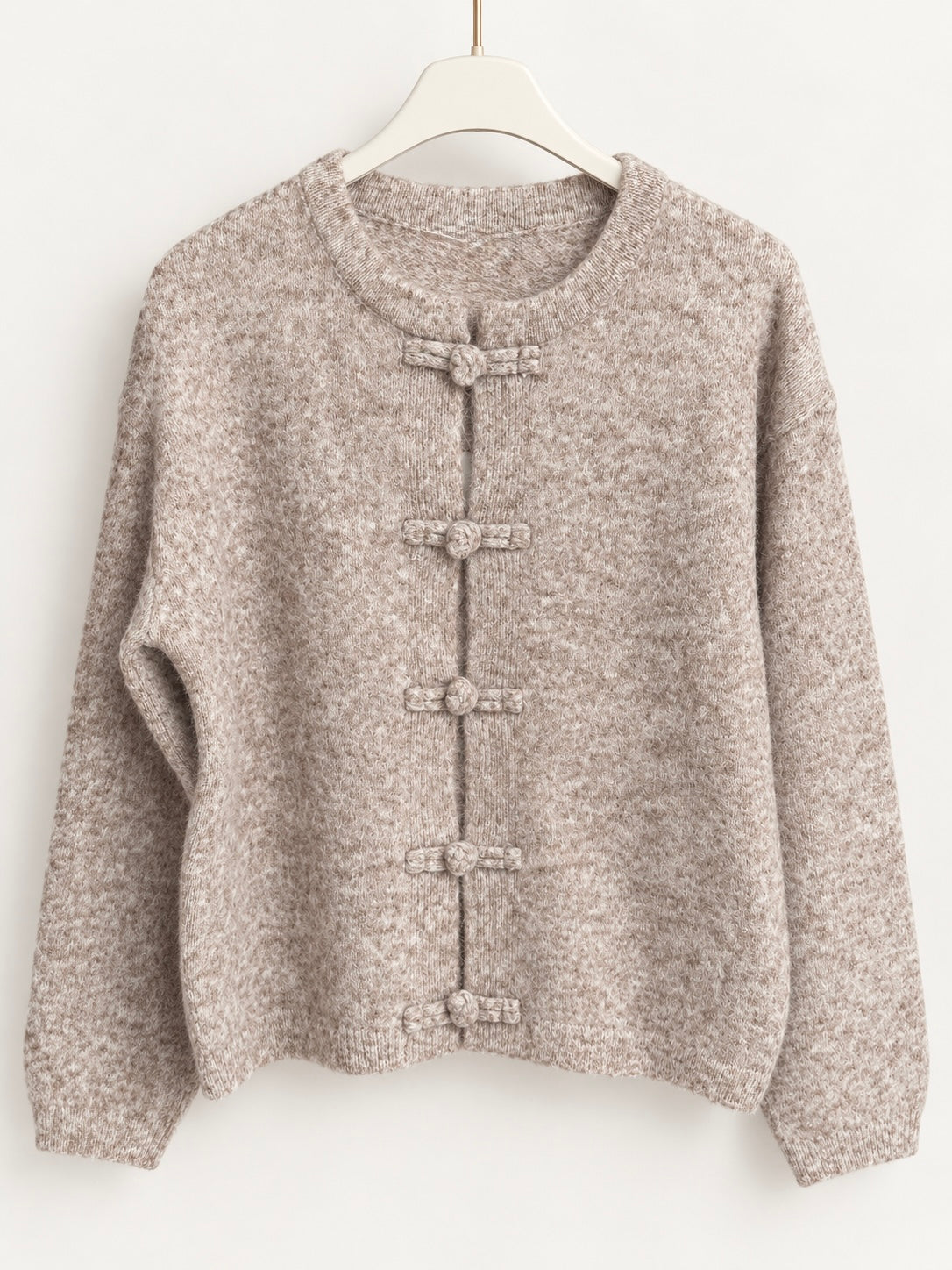 Strickpullover „Cozy Knot“ – Beige Melange