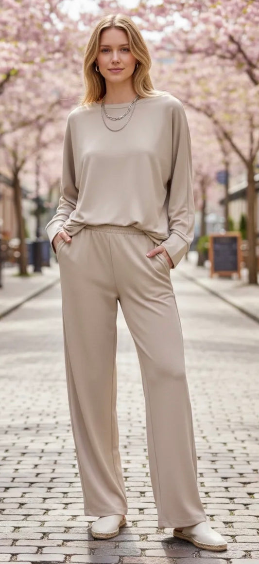 Soft Stretch Pullover – leichter Basic Sweater mit modernem Schnitt in Schwarz & Taupe