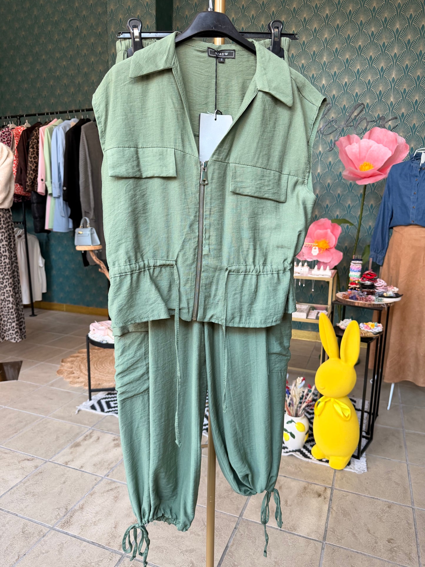 Utility Zweiteiler Set – Cargo Hose & Zip Top in Olive (Made in Italy)