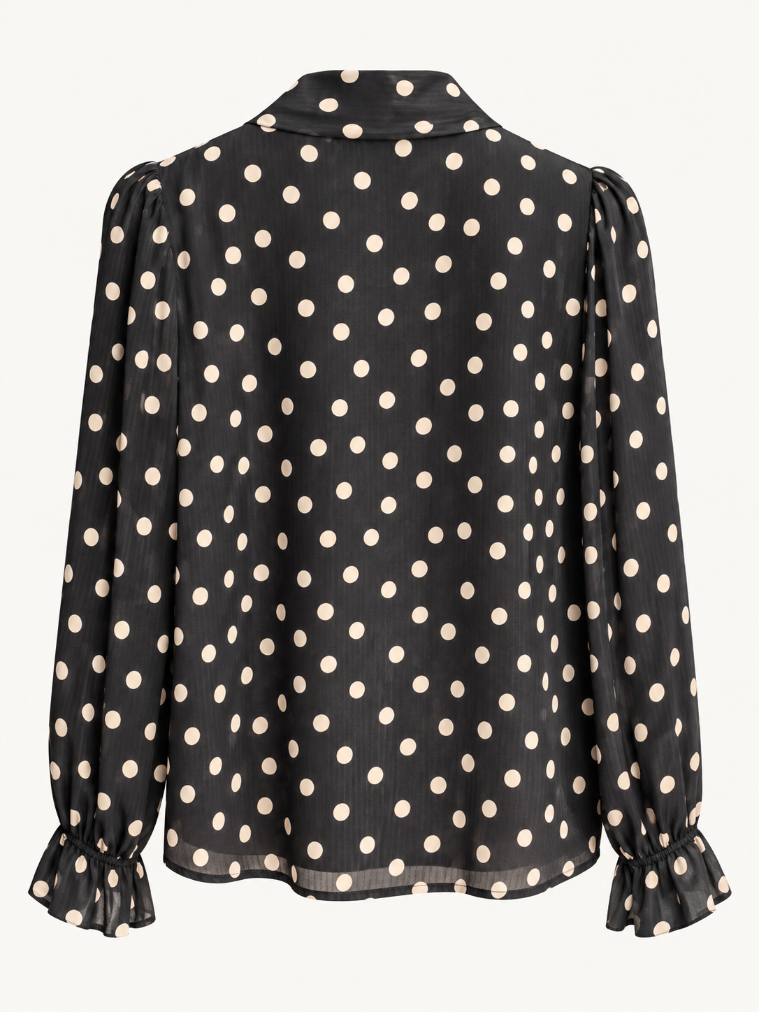 Polka Dot Statement Bluse mit Schleifenkragen und Volantärmeln