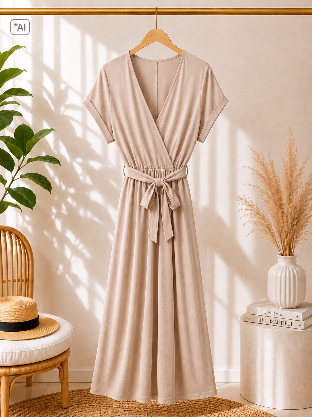 Wickelkleid mit Bindegürtel