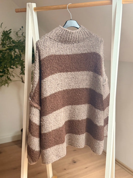 Oversize Strickpullover mit Blockstreifen – Cozy Knit, Made in Italy