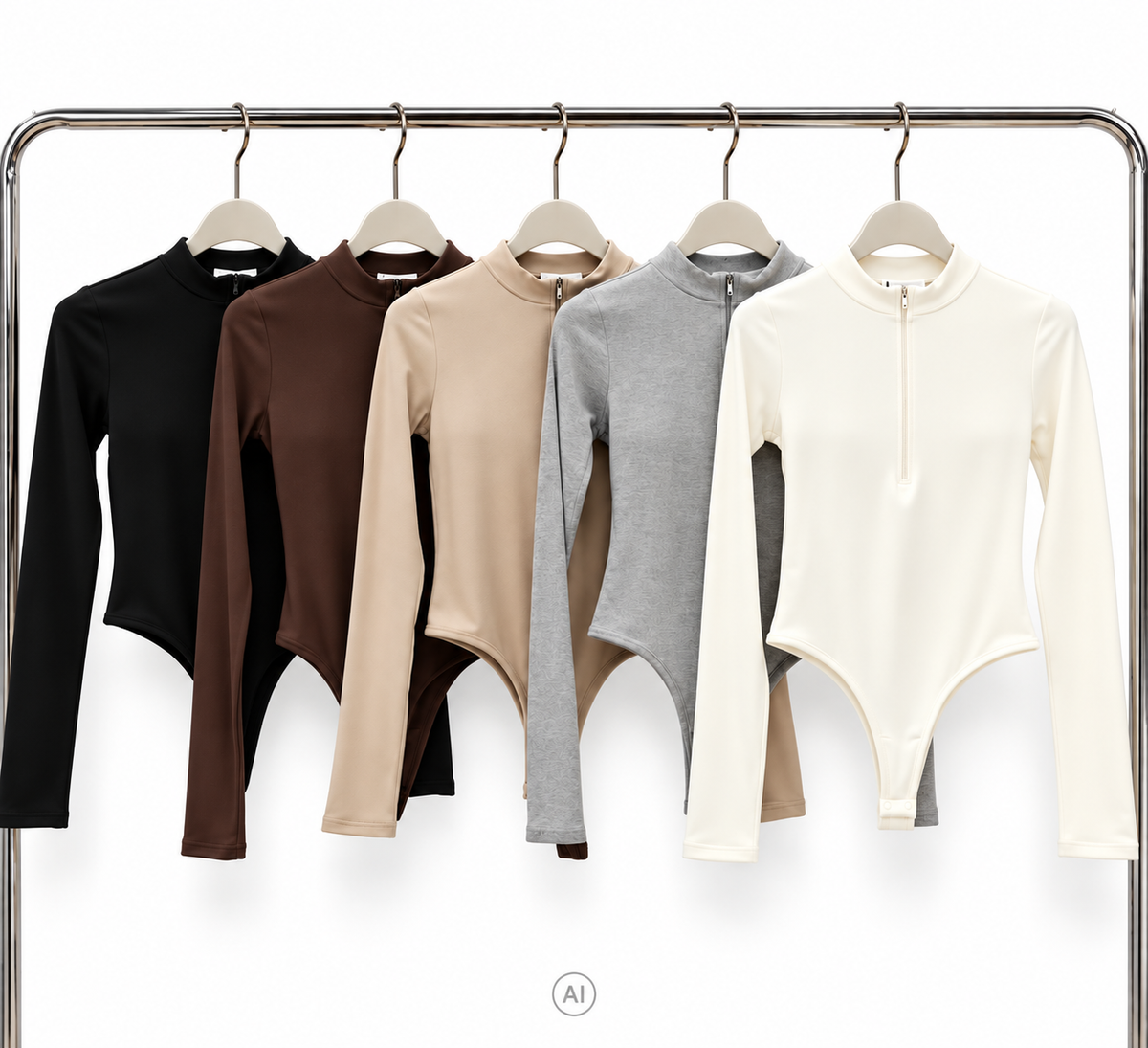 Eleganter Langarm Body mit Reißverschluss - 5 Farben