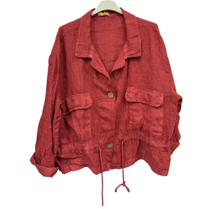 Linen Breeze Jacket - Terra Red