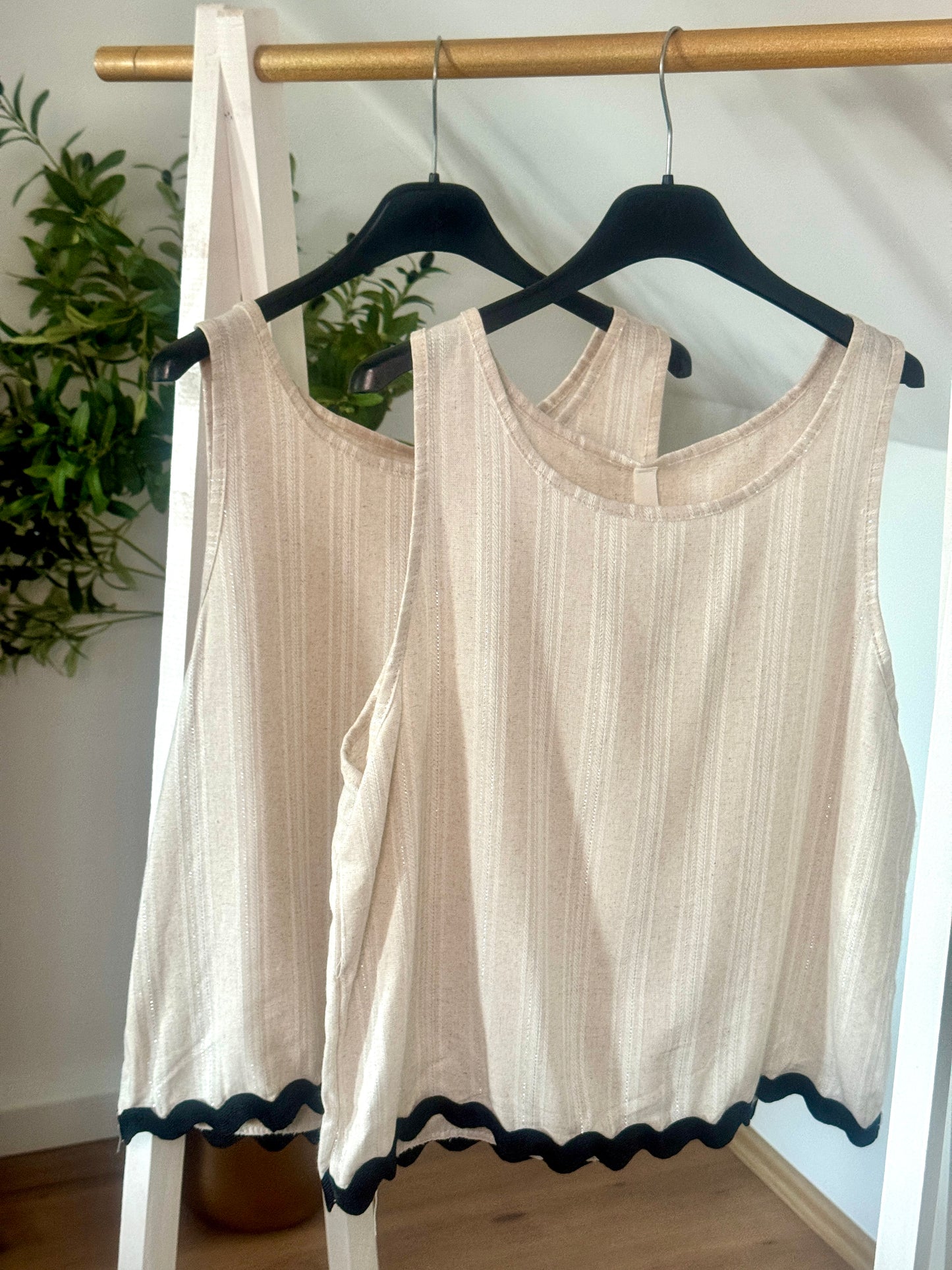 Top Glitzer - Beige mit Zierkante