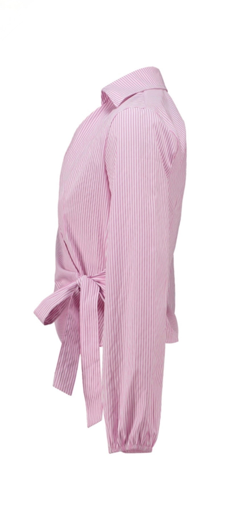 Gestreifte Bluse mit Bindung & V-Ausschnitt