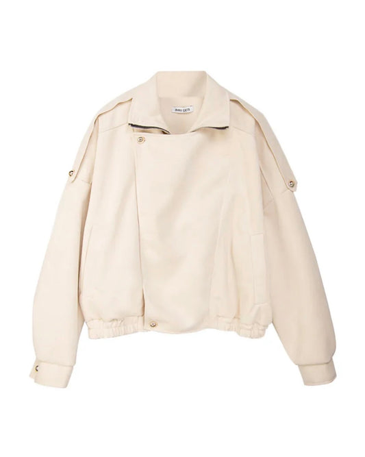 Trendige Kunstleder Jacke im modernen Oversize Look