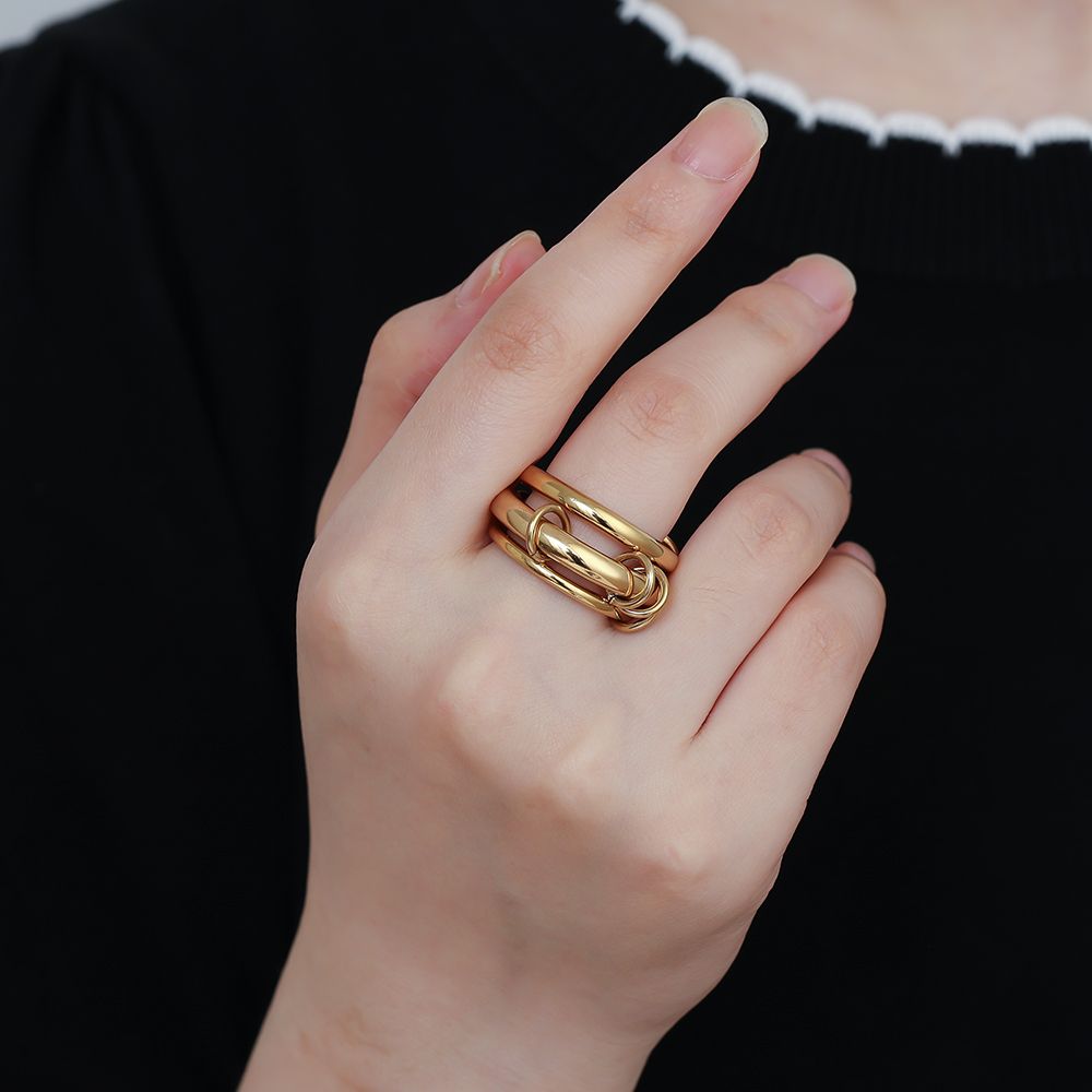 Simple Dreiteiliges Ring Set Edelstahl Ring