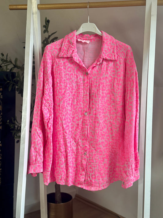 Leopard Bluse – Oversized & Luftig - Pink