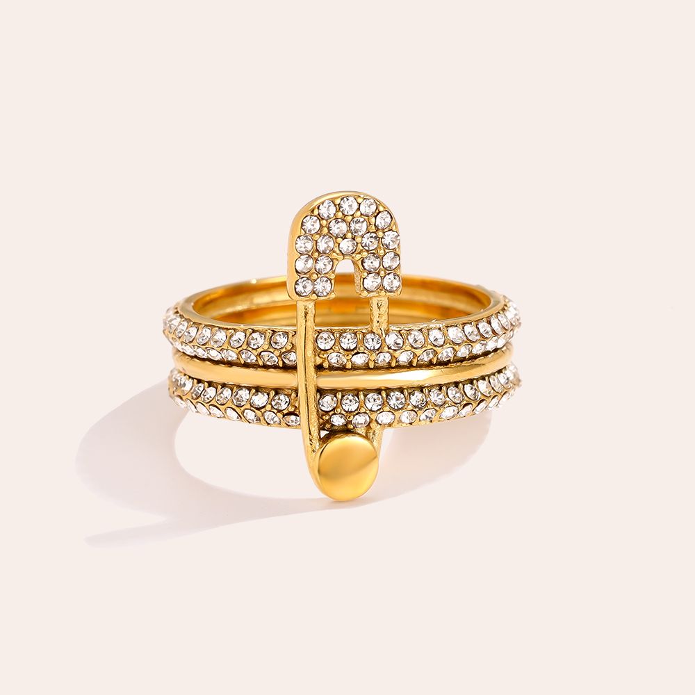 Diamond Ring mit Nadel - Edelstahl Ring, Gold