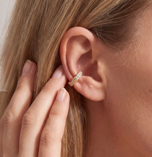 Edelstahl Ear-cuffs 15mm Designstark, mit Zirkoniasteinen