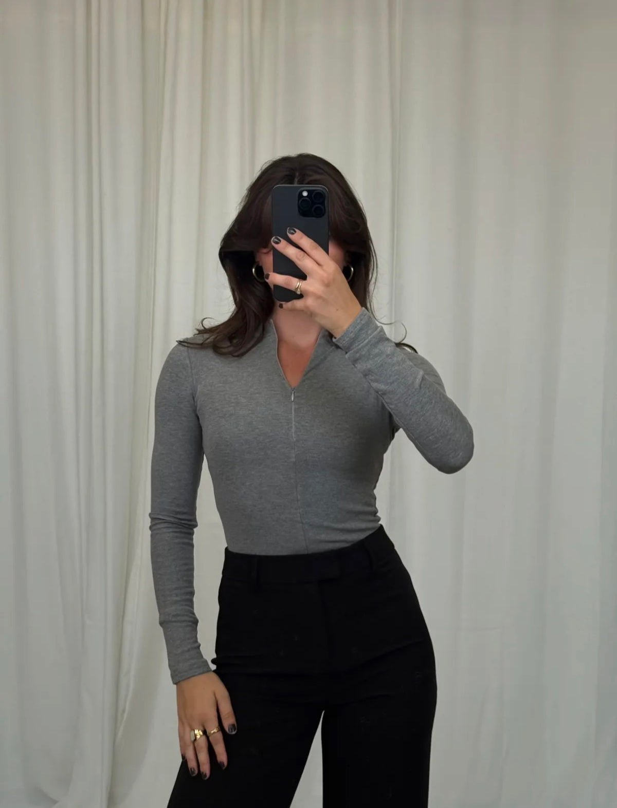 Eleganter Langarm Body mit Reißverschluss - 5 Farben