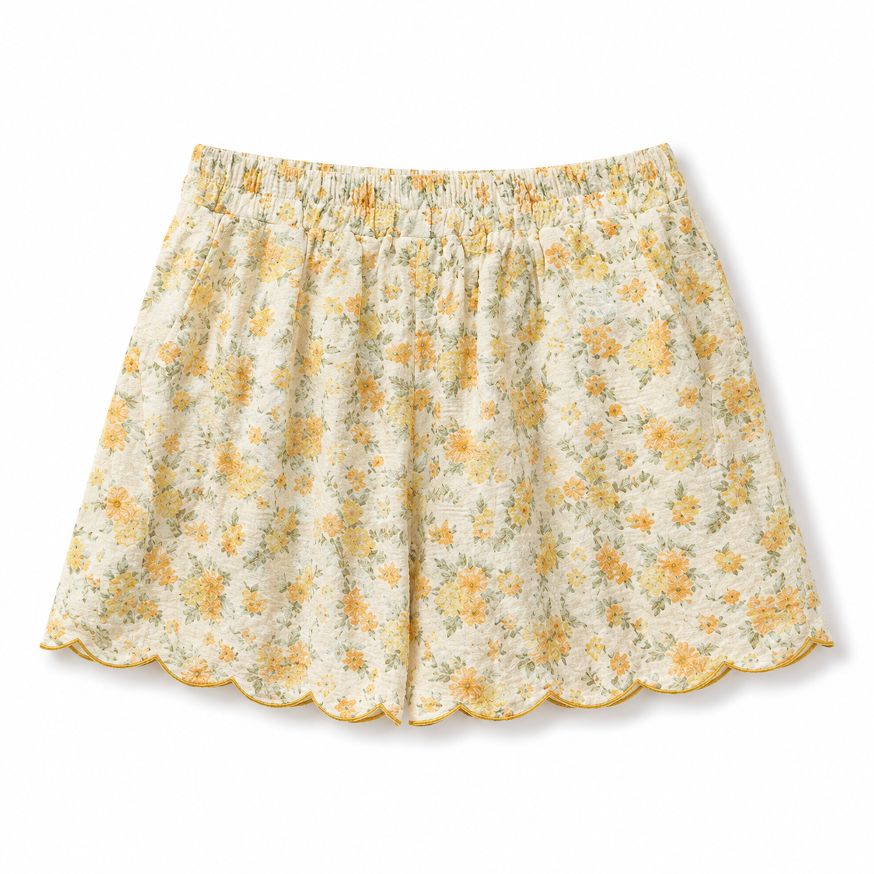 Sunny Blossom Shorts – Florale Shorts mit Wellenkante