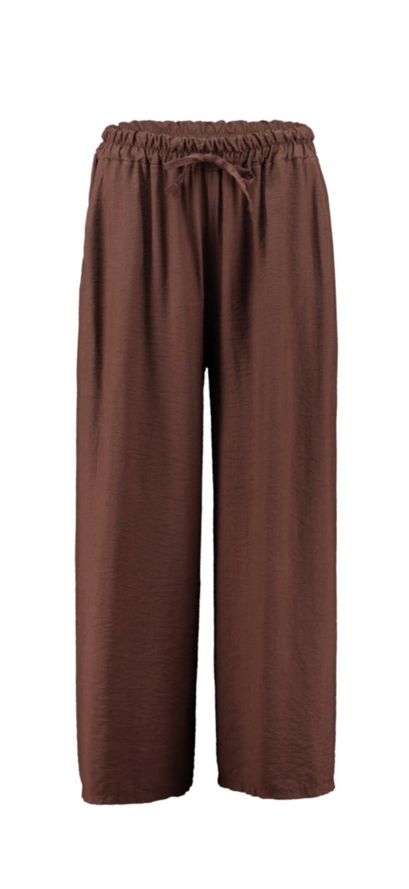 Weite Stoffhose mit elastischem Bund – Damen Hose in Espresso & Matcha