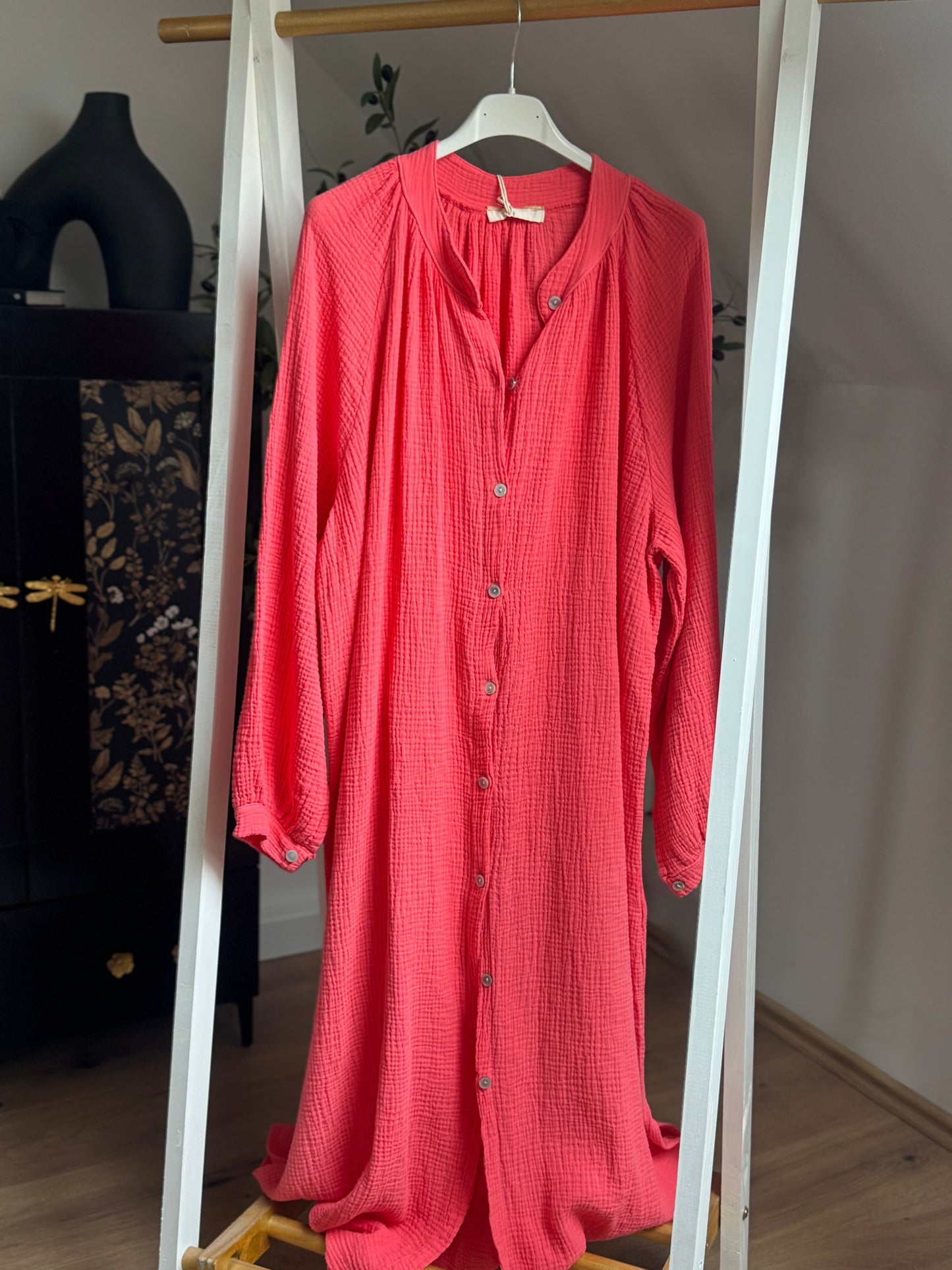 Maxikleid aus Musselin - coral
