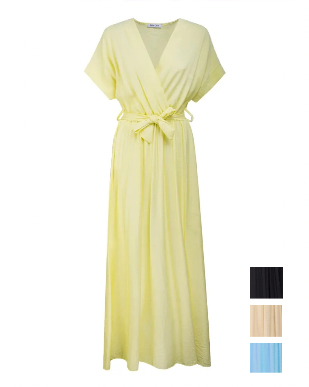 Fließendes Maxikleid – Sommerkleid mit Bindegürtel & V-Ausschnitt
