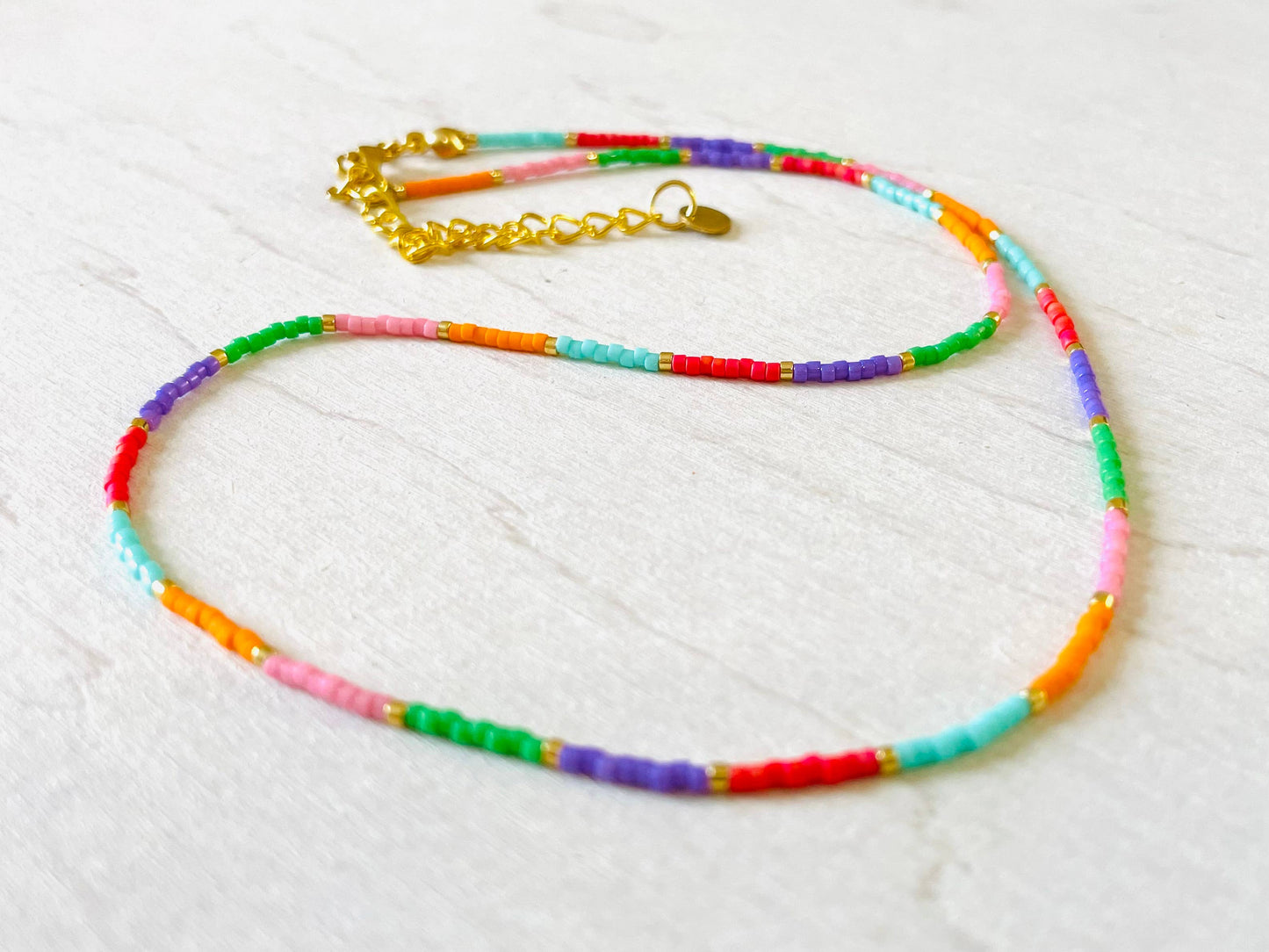 Perlenkette aus Edelstahl, Choker C047 mit Miyuki-Perlen
