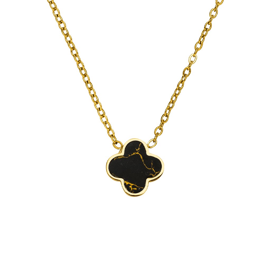 Black-Gold Clover Kette | 18K vergoldet