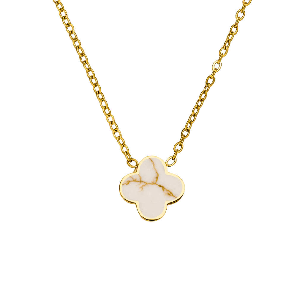 White-Gold Clover Kette | 18K vergoldet