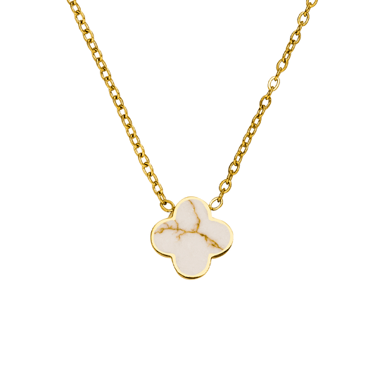 White-Gold Clover Kette | 18K vergoldet