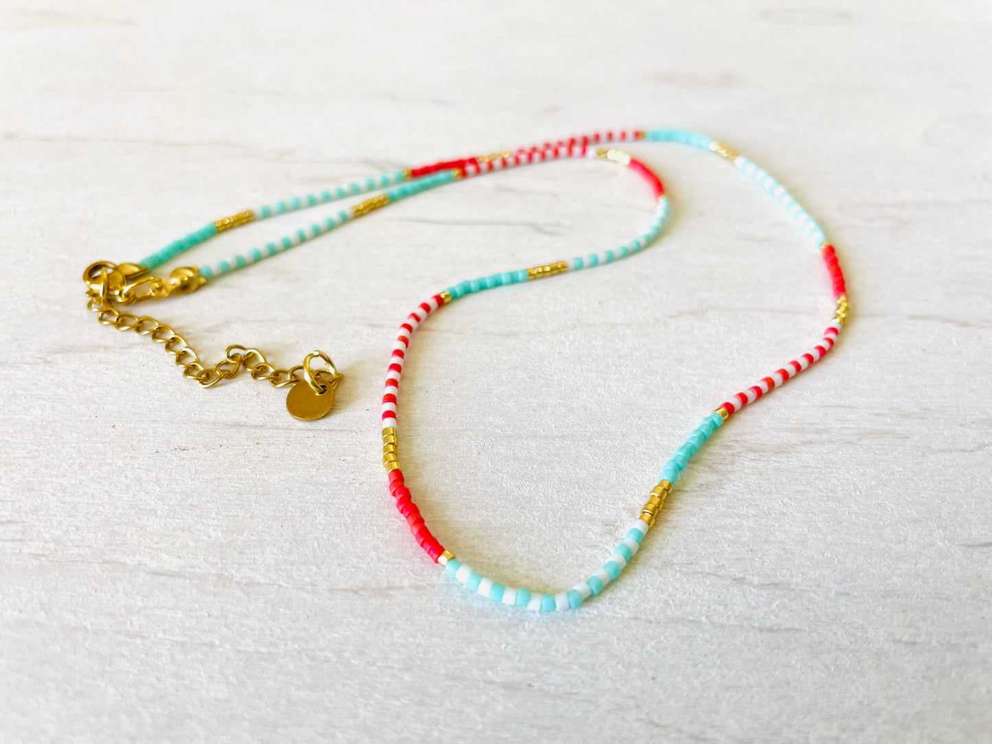Perlenkette mit Edelstahlverschluss, Choker C033