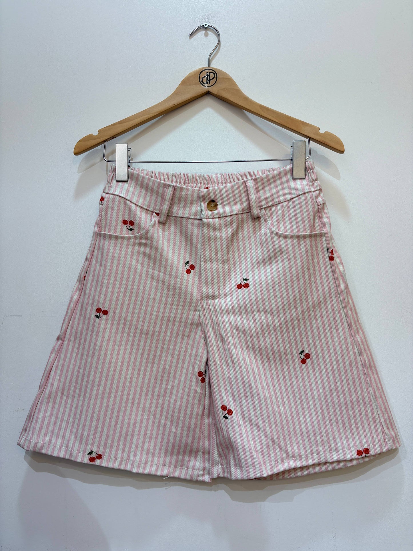Baumwoll-Shorts, bedruckt mit Streifen und Kirschen PPN2648: Jaune / STANDARD SIZE (36-42 / S-XL)