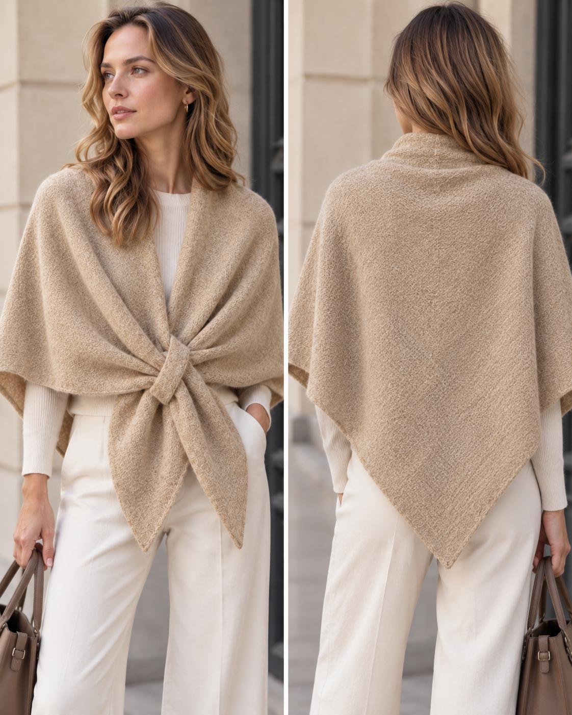 TR-7 dreieckiger Poncho-Schal mit Schlaufe 2-in-1