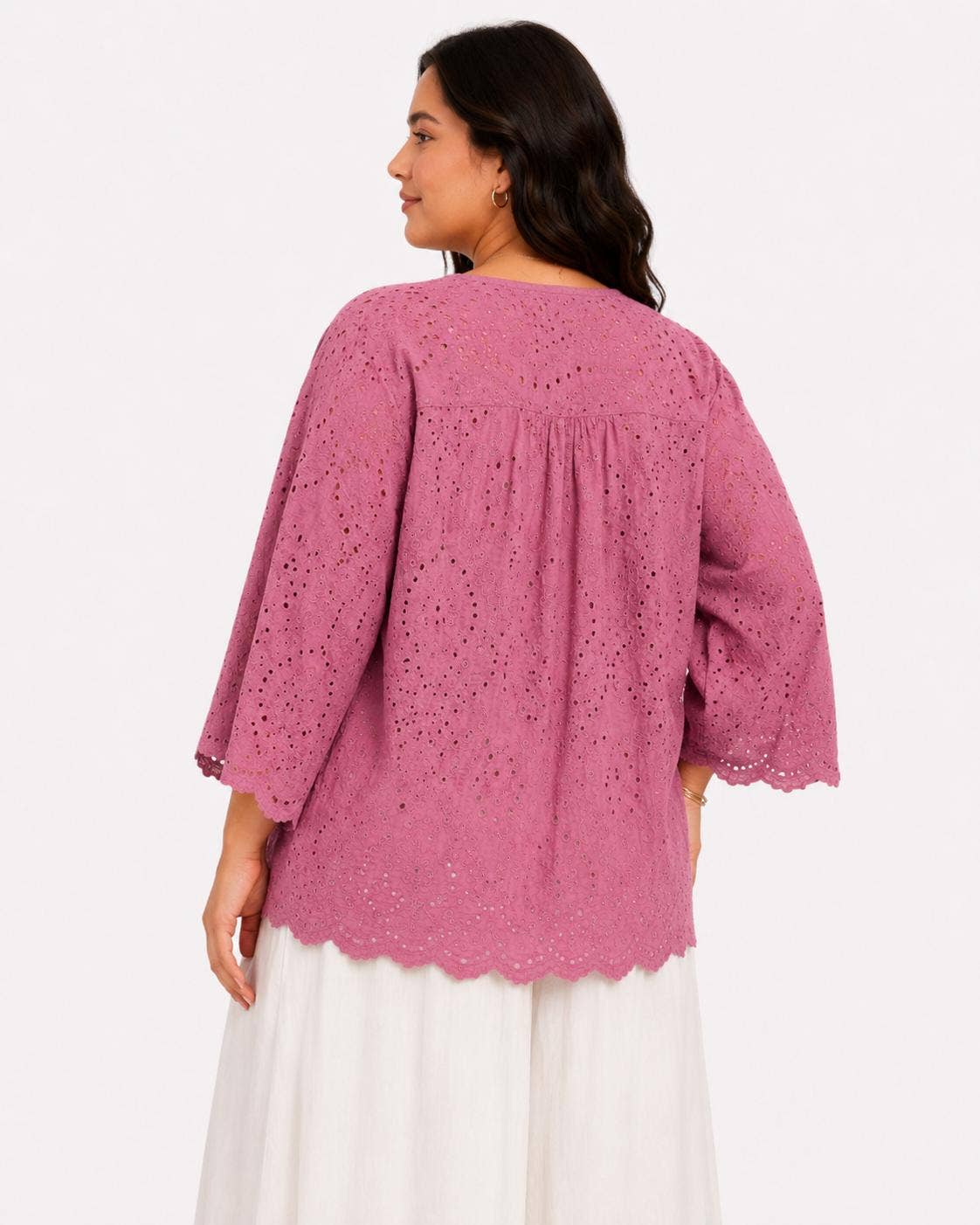 Bestickte Weste aus ajourierter Baumwolle zum Binden 8011C: ALTES ROSA / Eine Größe