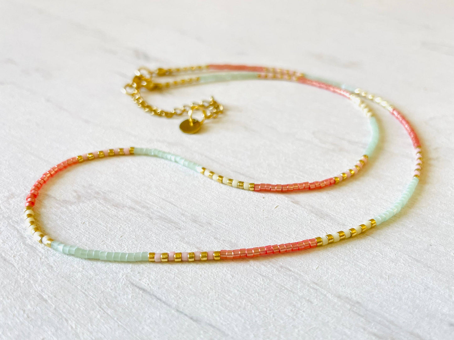Perlenkette aus Edelstahl, Choker C039