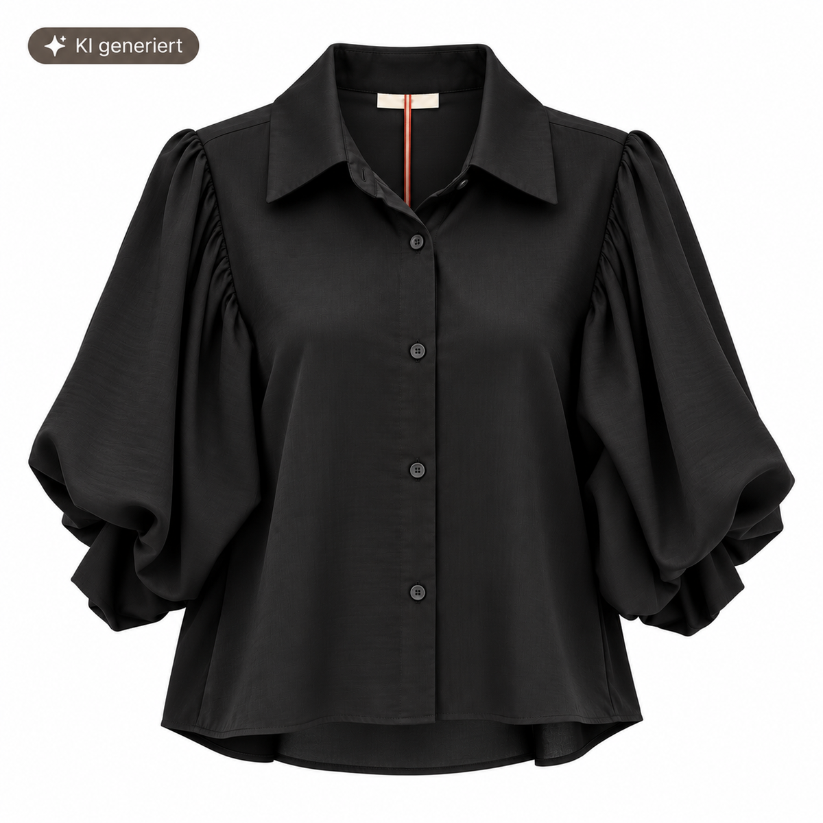Bluse mit satinierter Seidenoptik und Puffärmeln