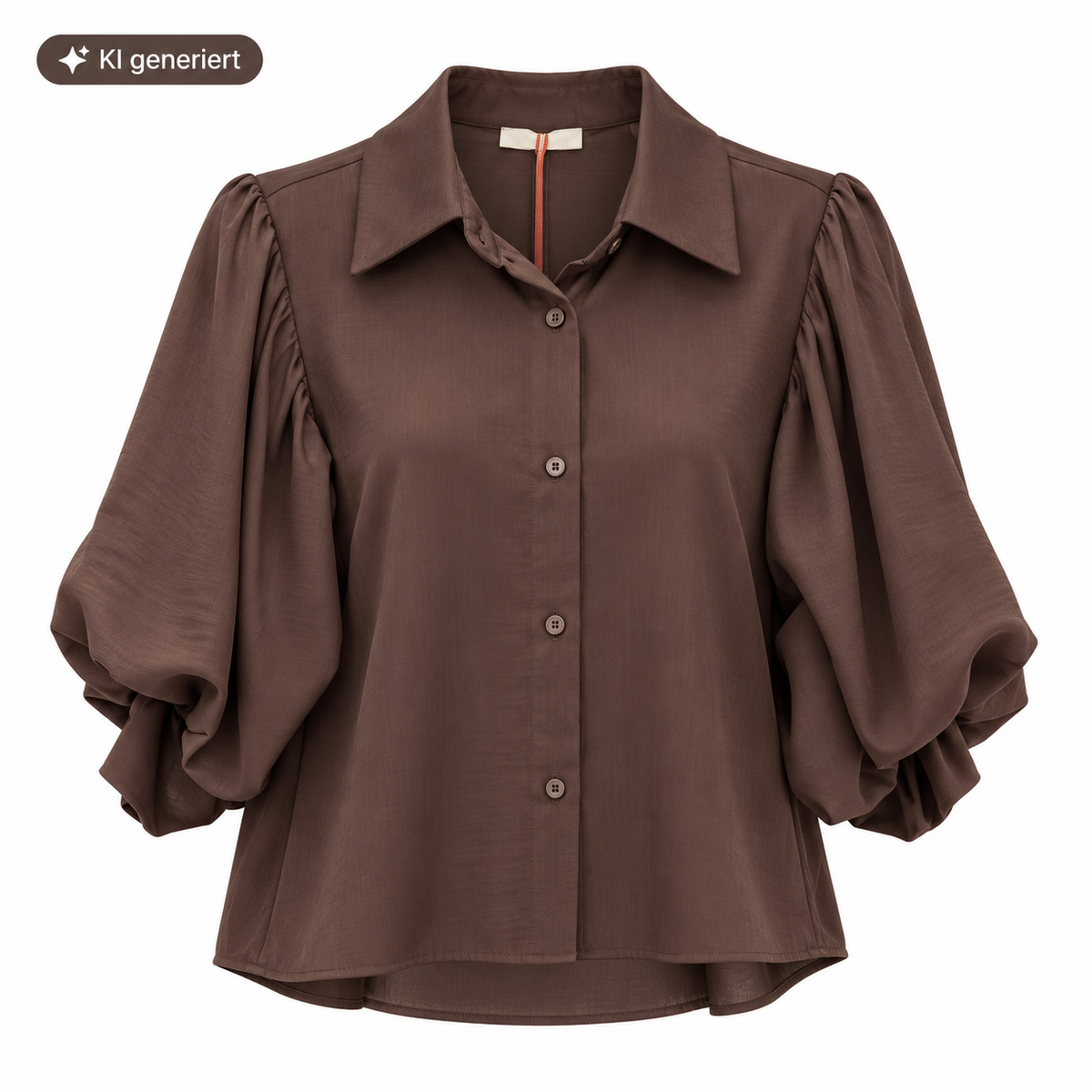 Bluse mit satinierter Seidenoptik und Puffärmeln