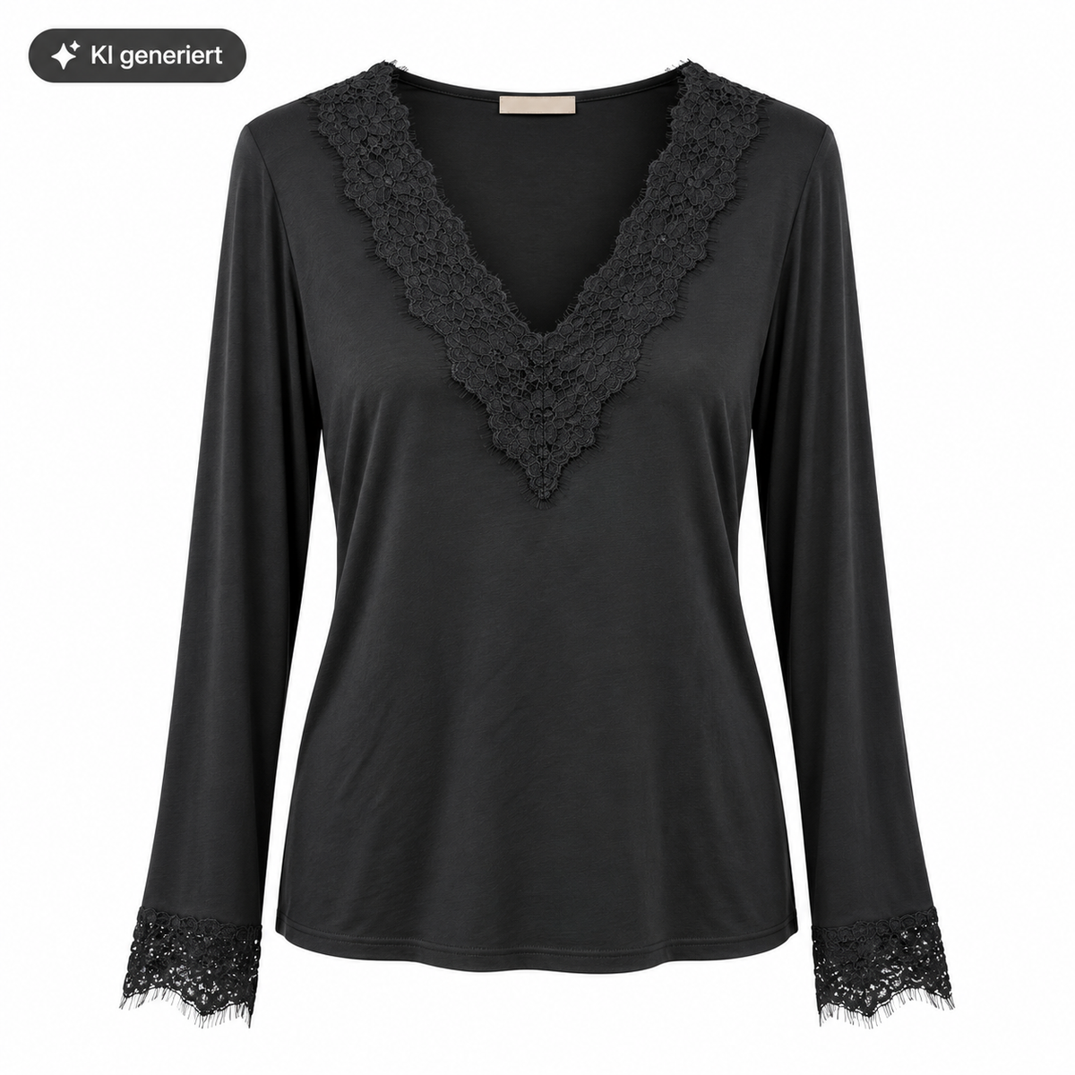 Feminines Longsleeve mit V-Ausschnitt & Spitze