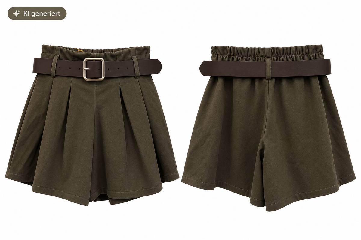 High Waist Hosenrock mit Gürtel & Falten