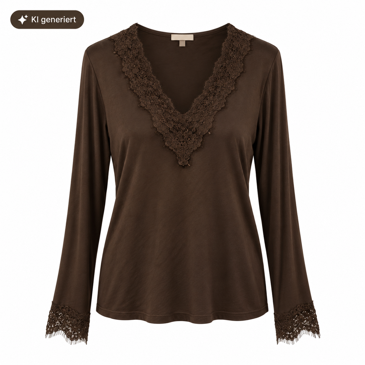 Feminines Longsleeve mit V-Ausschnitt & Spitze
